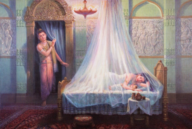 待達塔之子離宮出家前看視剛出生不久的小王子